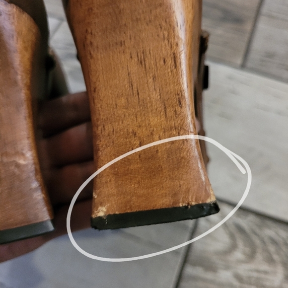 MIA Women's 10 Brown Leather studded heeled mules clogs bohemian hippie retro - Picture 9 of 13